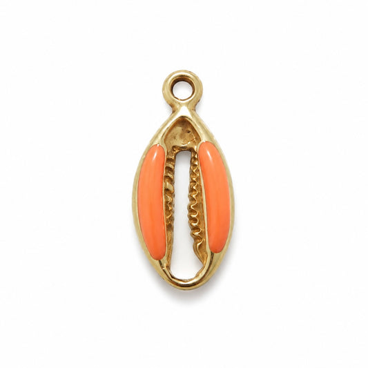 Charms Coquillage Orange en acier inoxydable – bijou fait main Suisse
