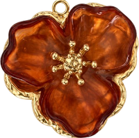 Charms fleur marron en acier inoxydable – Grand