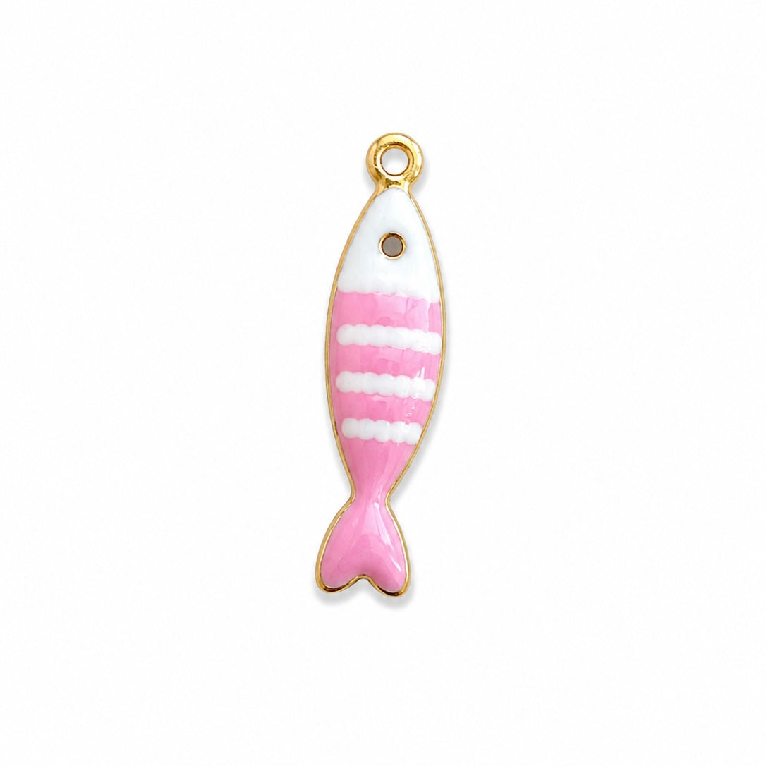 Charms poisson rose en acier inoxydable – bijou fait main Suisse