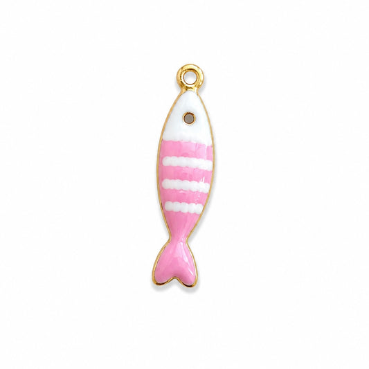 Charms poisson rose en acier inoxydable – bijou fait main Suisse