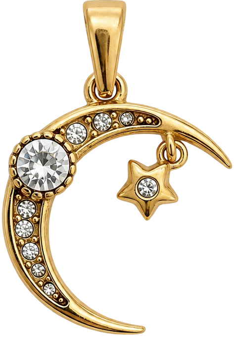Charms Lune en acier inoxydable – bijou fait main Suisse