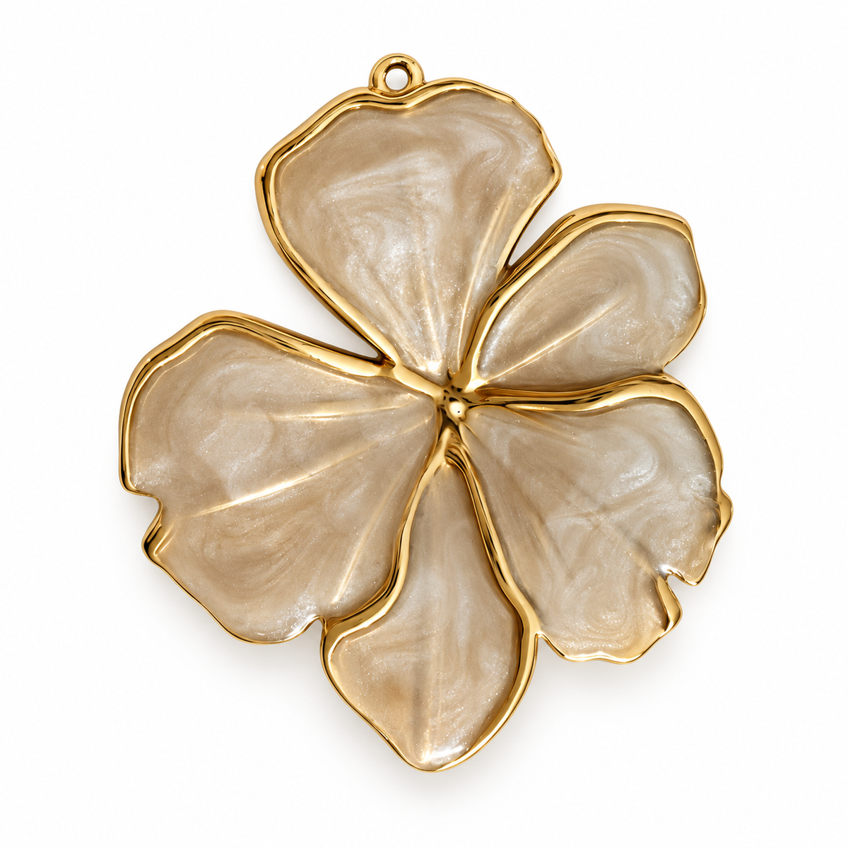 Charms fleur en acier inoxydable – Grand