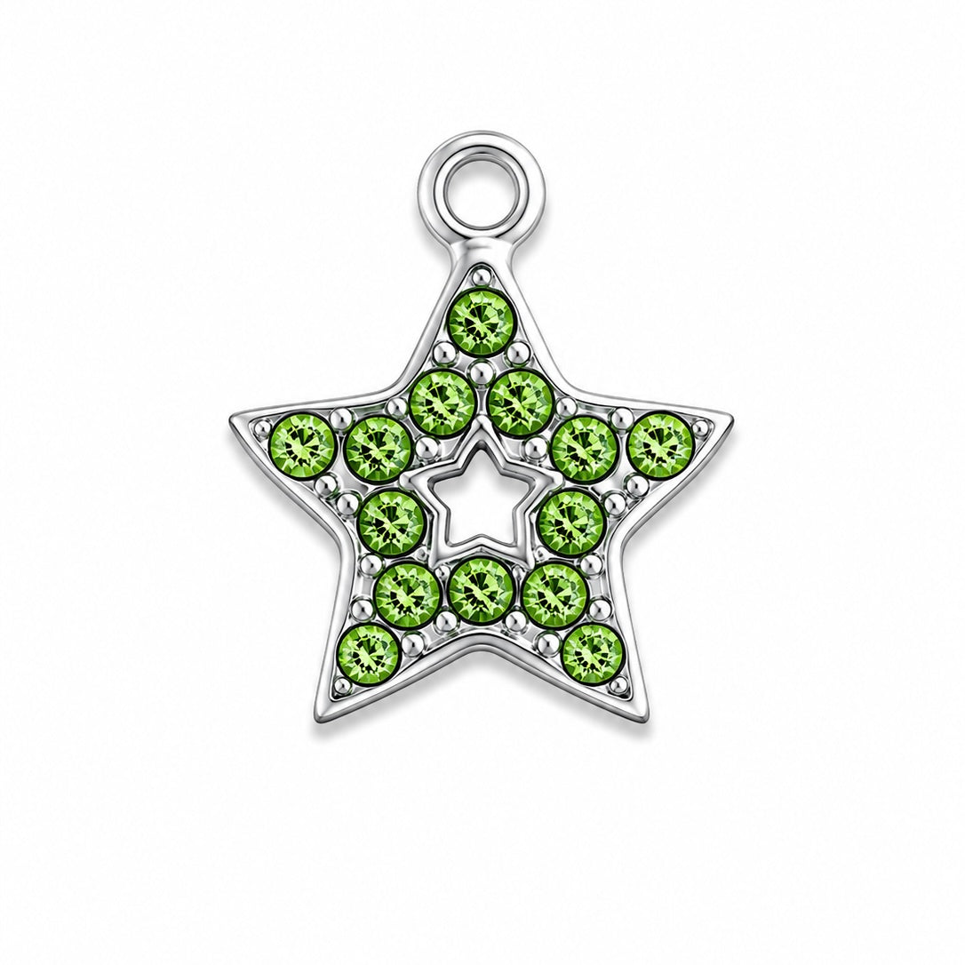 Charms Étoile Verte et Argenté en acier inoxydable – bijou fait main Suisse