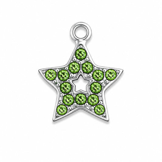 Charms Étoile Verte et Argenté en acier inoxydable – bijou fait main Suisse