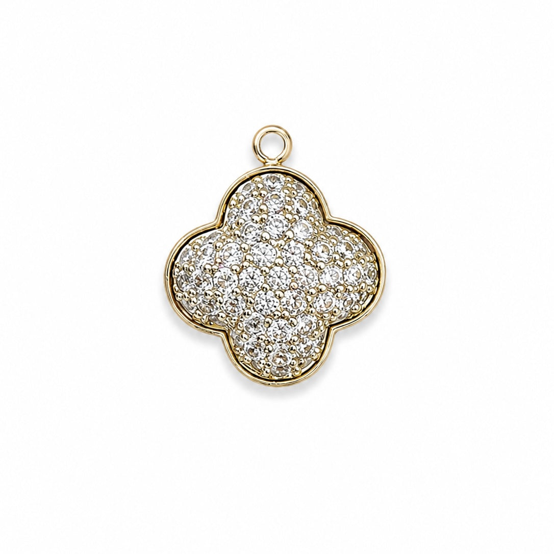 Charms Trèfle à strass en acier inoxydable – bijou fait main Suisse