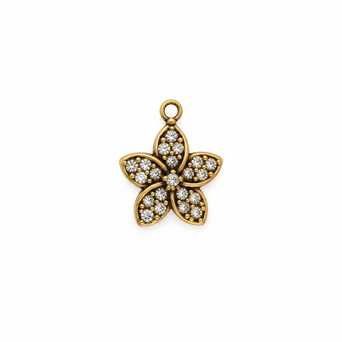 Charms fleur strass en acier inoxydable – Petite