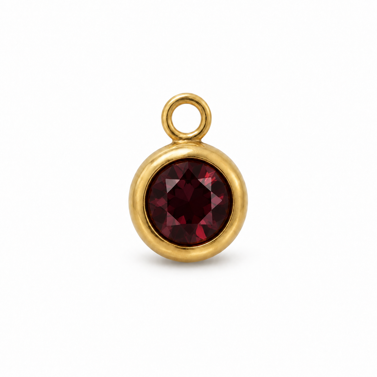 Charms strass bordeaux en acier inoxydable – Mini