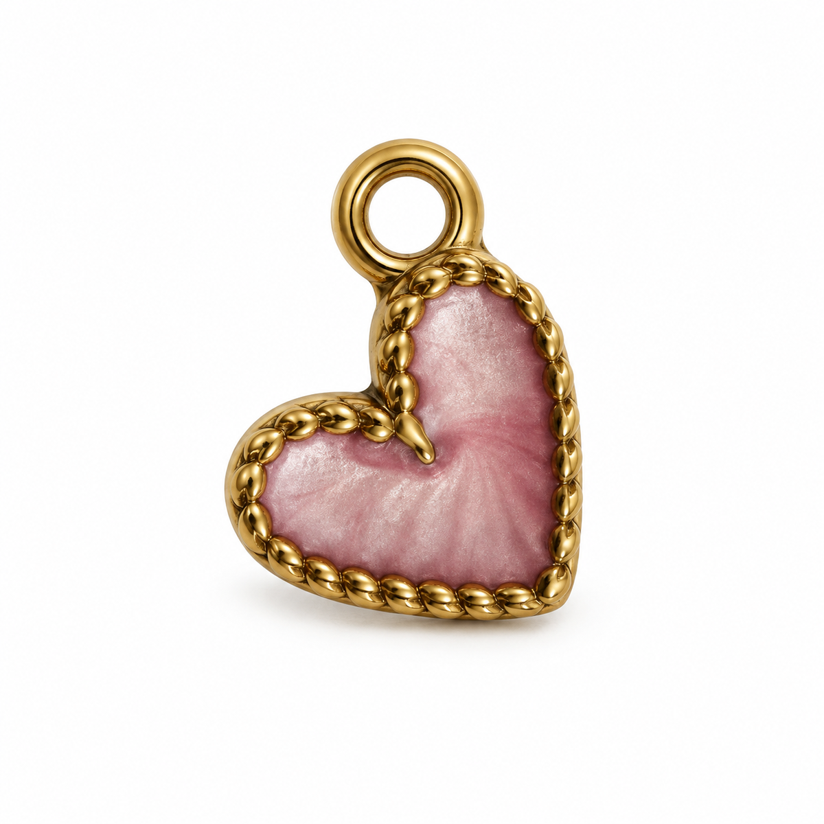 Charms coeur rose en acier inoxydable – Mini