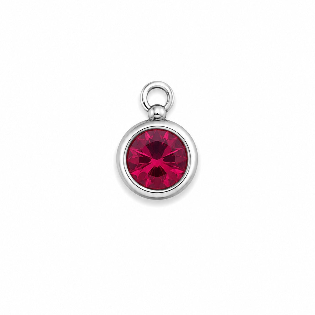 Charms strass rose argenté