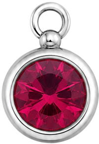 Charms strass rose argenté