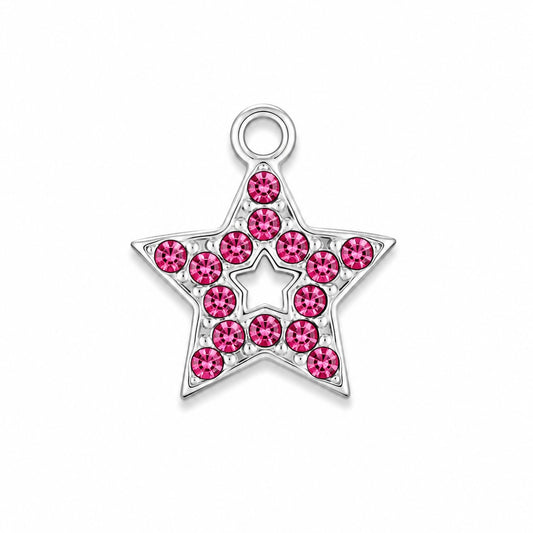 Charms Étoile Rose Argenté en acier inoxydable – bijou fait main Suisse