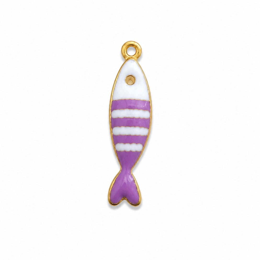 Charms poisson violet en acier inoxydable – bijou fait main Suisse