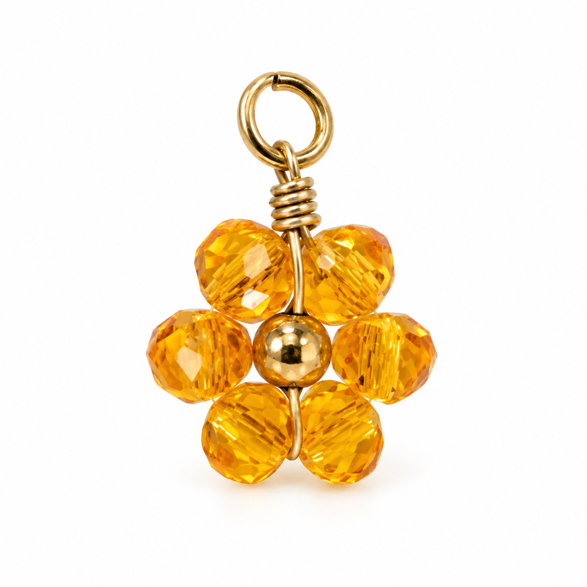 Charms fleur orange en acier inoxydable – Petite