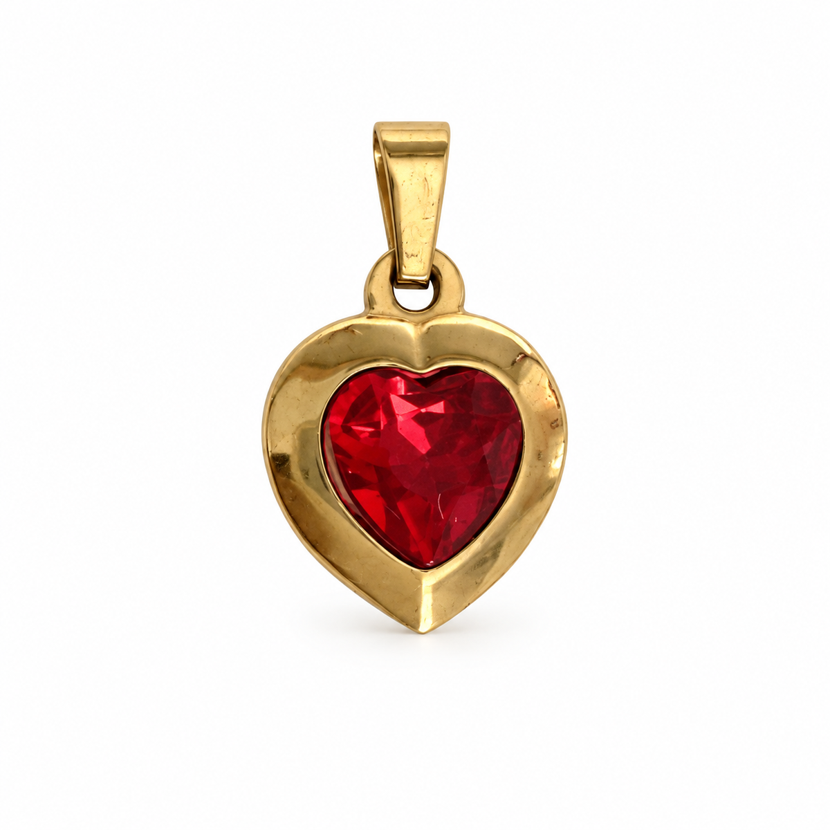 Charms coeur rouge en acier inoxydable – Moyen