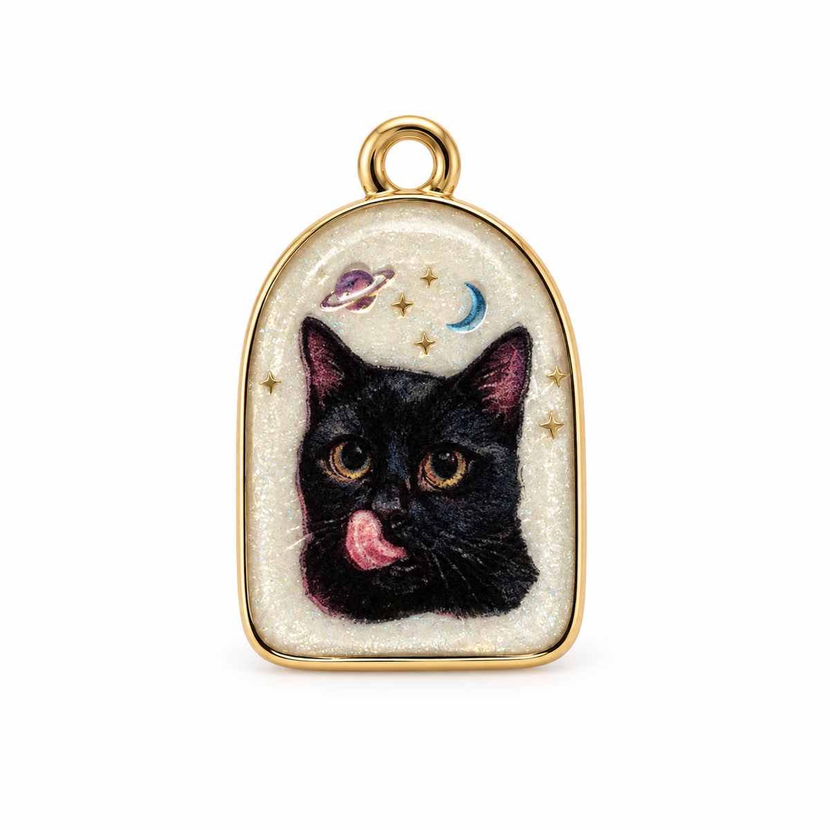 Charms chat rigolo en acier inoxydable – Moyen