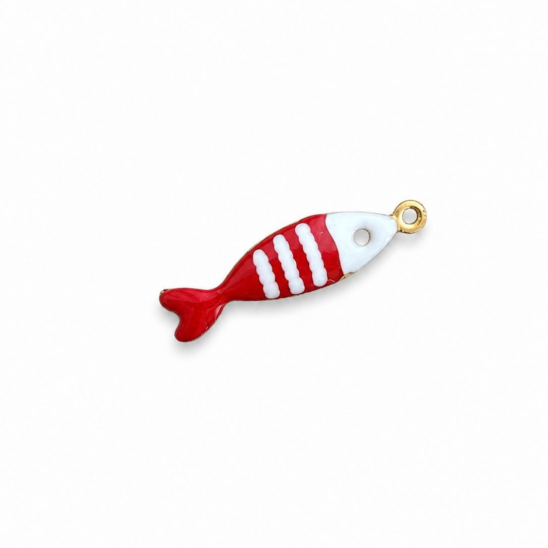 Charms poisson rouge en acier inoxydable – bijou fait main Suisse