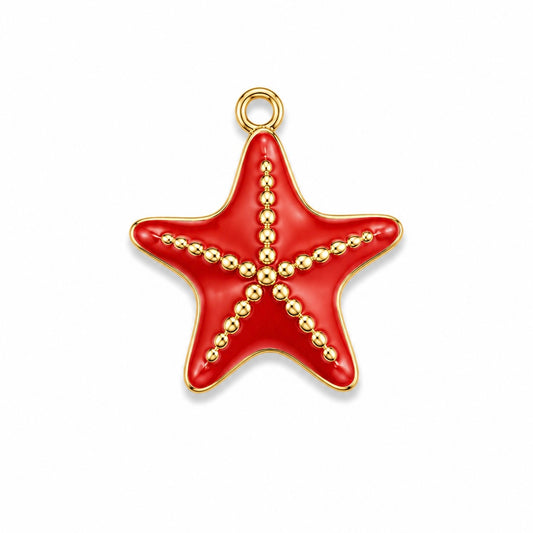 Charms Étoile de Mer Rouge en acier inoxydable – bijou fait main Suisse