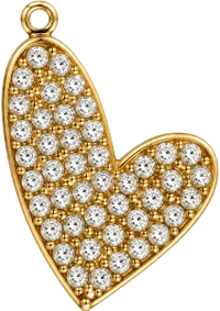 Charms coeur à strass en acier inoxydable – Moyen