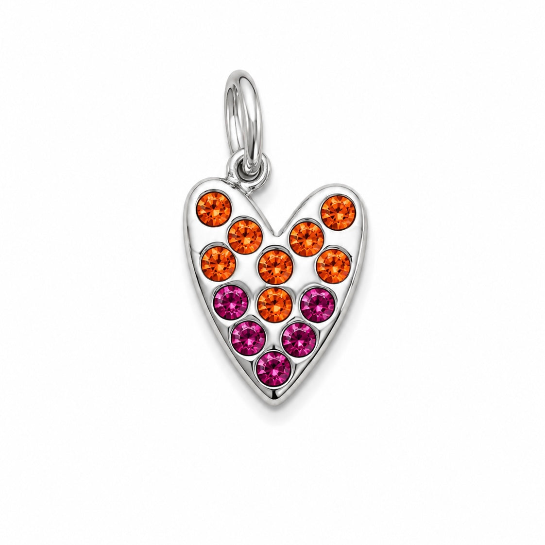 Charms coeur à strass argenté