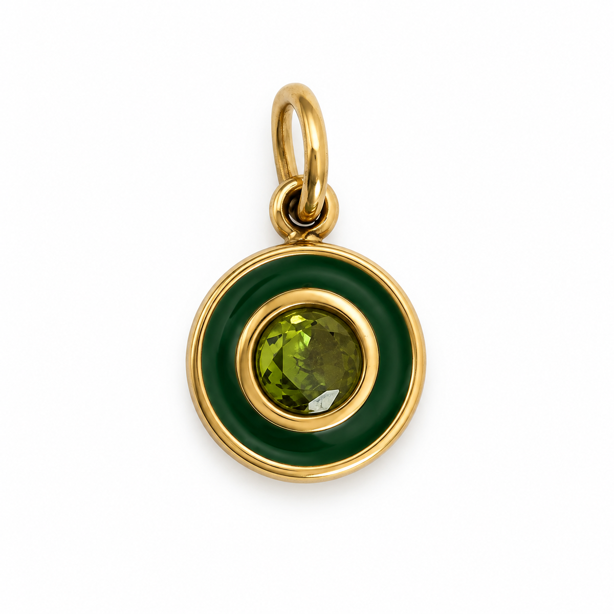 Charms rond vert en acier inoxydable – Moyen