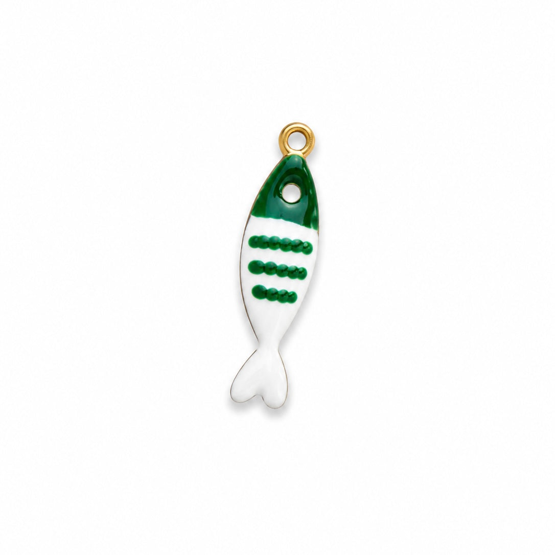 Charms poisson vert en acier inoxydable – bijou fait main Suisse