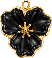 Charms Grosse Fleur Noire en acier inoxydable – bijou fait main Suisse