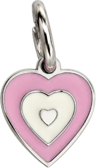Charms coeur argenté rose en acier inoxydable – Petit