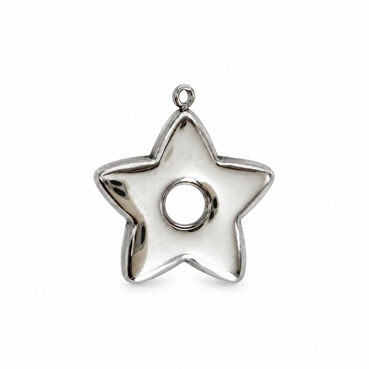 Charms étoile argenté en acier inoxydable – Moyen