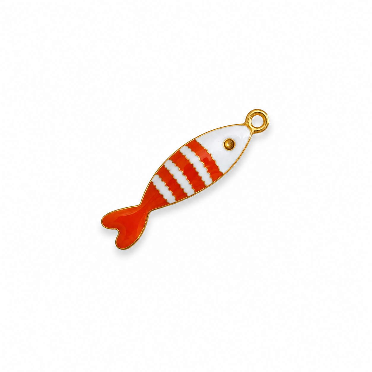 Charms poisson orange en acier inoxydable – bijou fait main Suisse