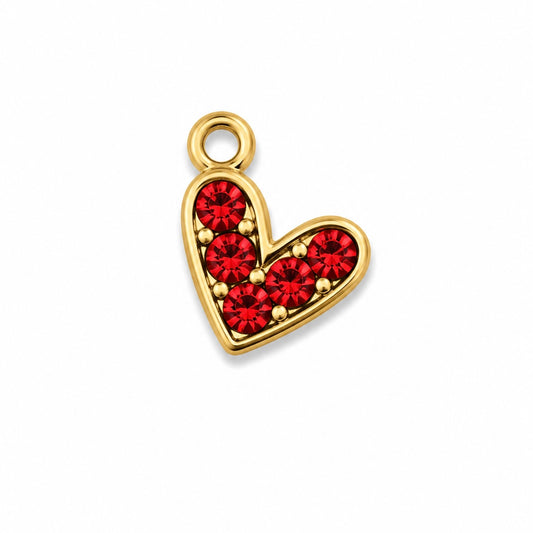 Charms Petit Cœur Rouge en acier inoxydable – bijou fait main Suisse