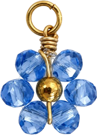 Charms fleur bleu en acier inoxydable – Petit
