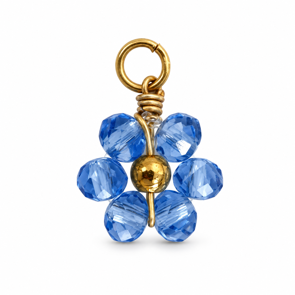 Charms fleur bleu en acier inoxydable – Petit