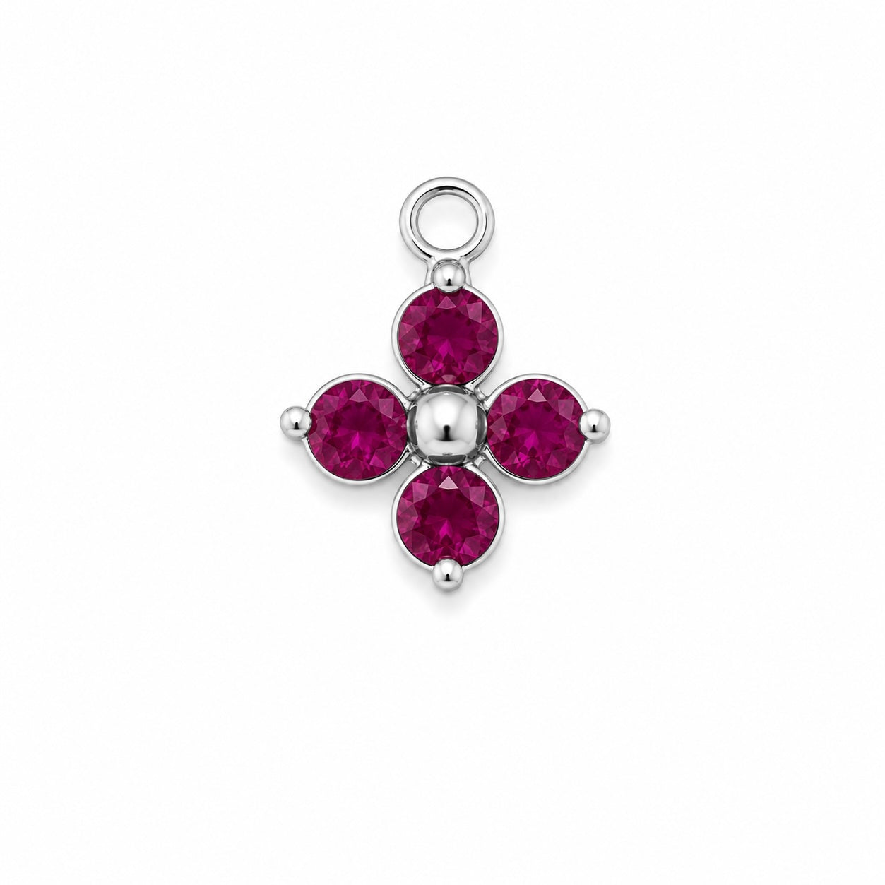 Charms trèfle rose argenté