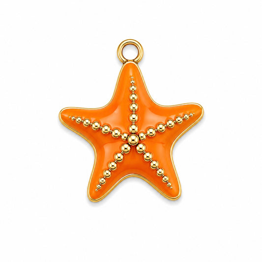 Charms Étoile de Mer Orange en acier inoxydable – bijou fait main Suisse