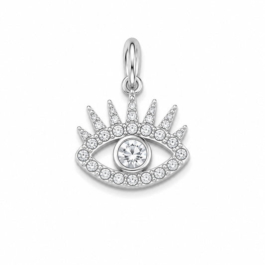 Charms Œil Strass Argenté en acier inoxydable – bijou fait main Suisse