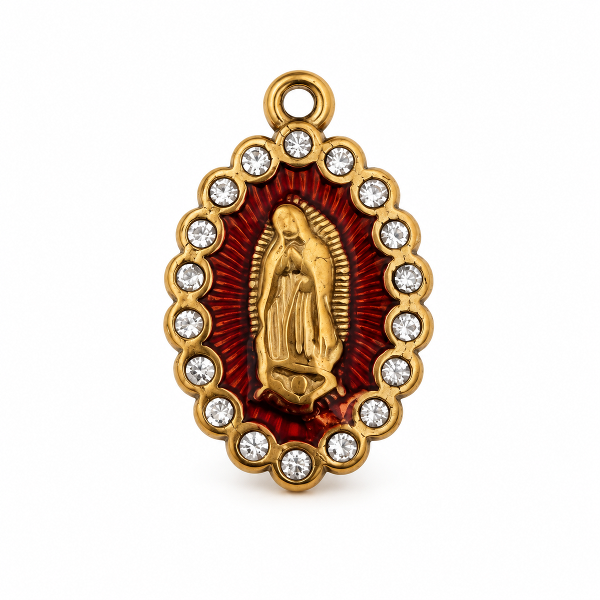 Charms vierge marron strass en acier inoxydable – Moyen