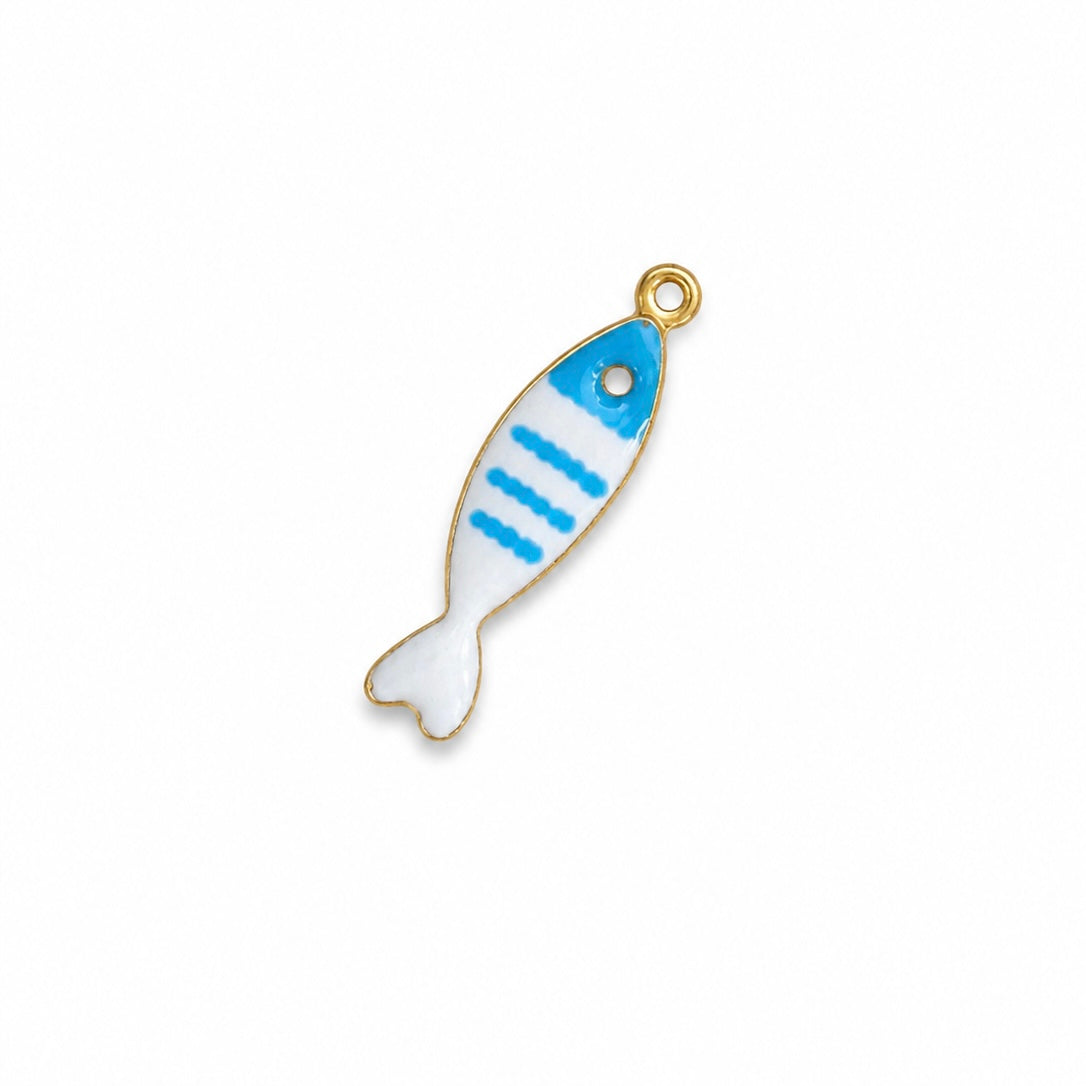 Charms poisson bleu ciel en acier inoxydable – bijou fait main Suisse