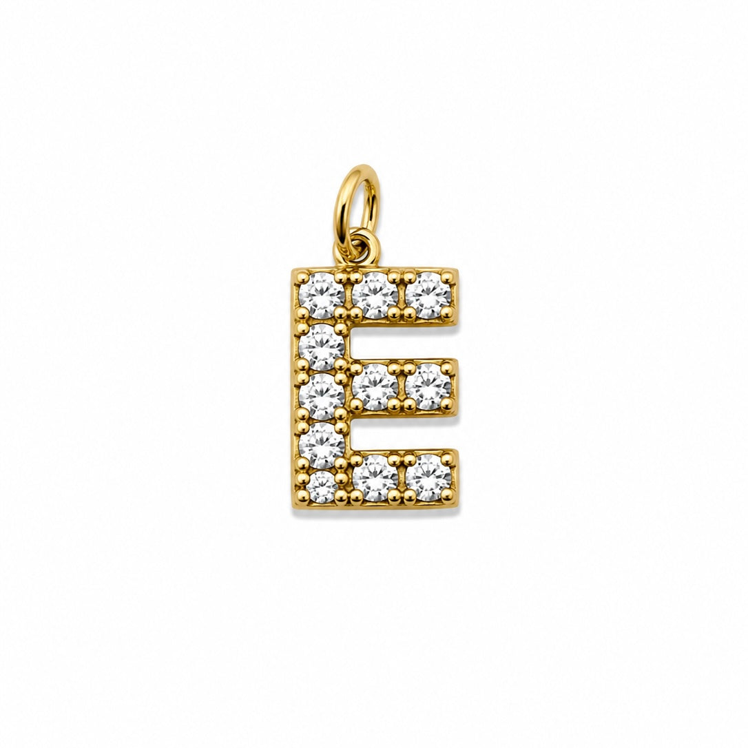 Charms lettre E en acier inoxydable – bijou fait main Suisse