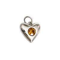 Charms coeur strass argenté en acier inoxydable – Moyen