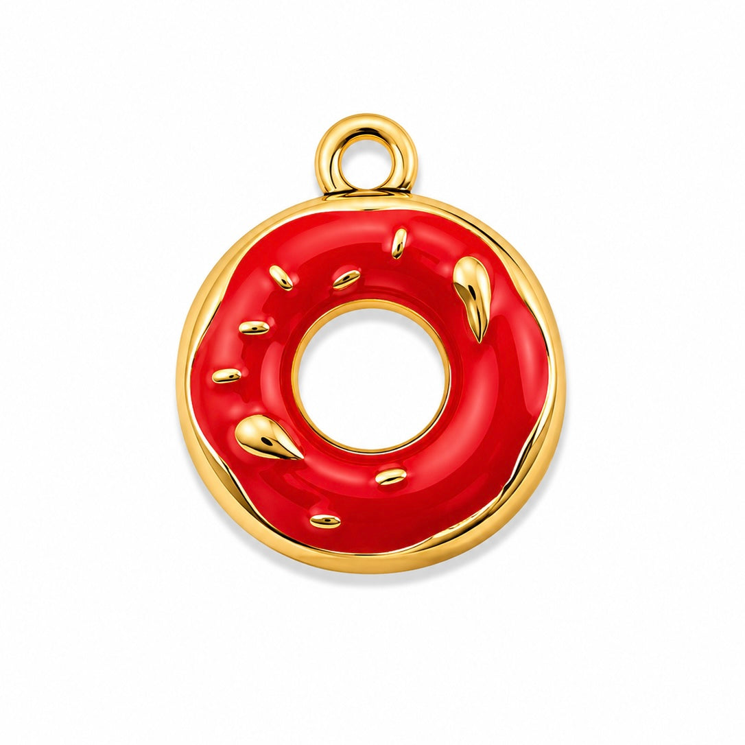 Charms Donut Rouge en acier inoxydable – bijou fait main Suisse