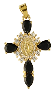 Charms croix et vierge - Noir