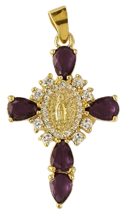 Charms croix et vierge - Violet