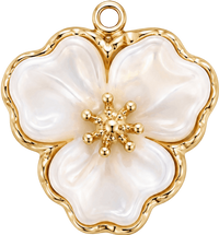 Charms Grosse Fleur Blanche en acier inoxydable – bijou fait main Suisse