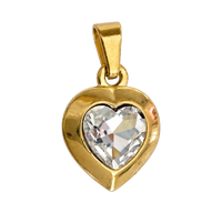 Charms coeur à strass en acier inoxydable – Moyen