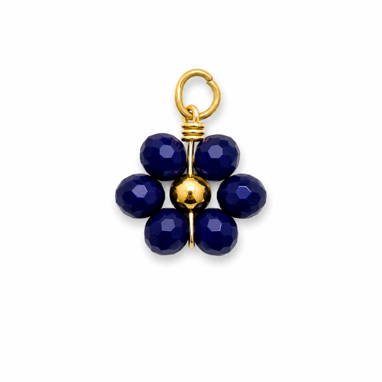 Charms petite fleur marine en acier inoxydable – bijou fait main Suisse
