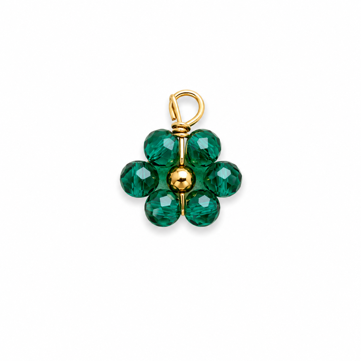 Charms petit fleur verte en acier inoxydable – bijou fait main Suisse
