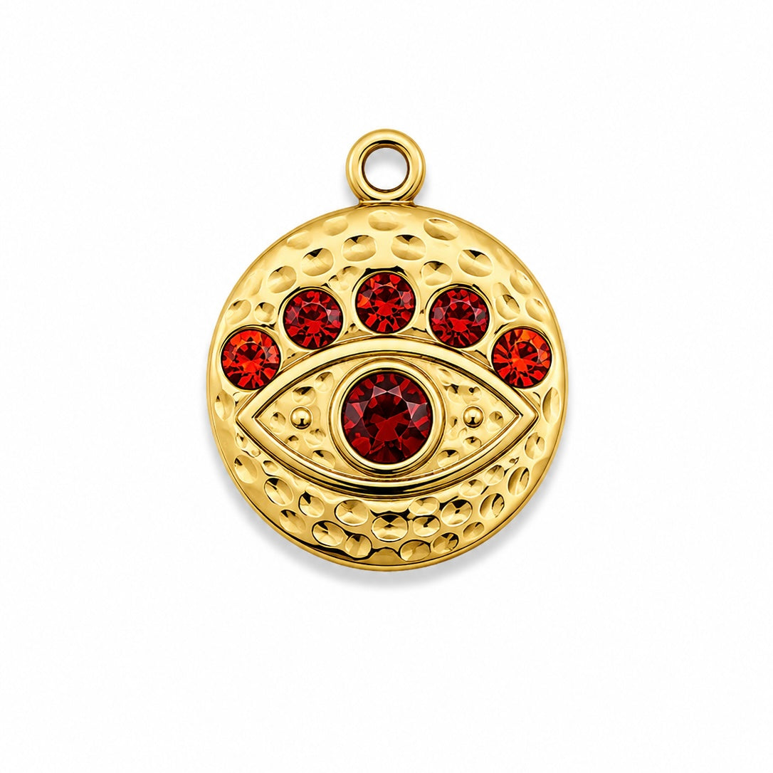 Charms Œil Rouge en acier inoxydable – bijou fait main Suisse