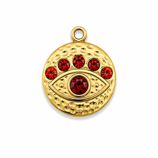 Charms Œil Rouge en acier inoxydable – bijou fait main Suisse
