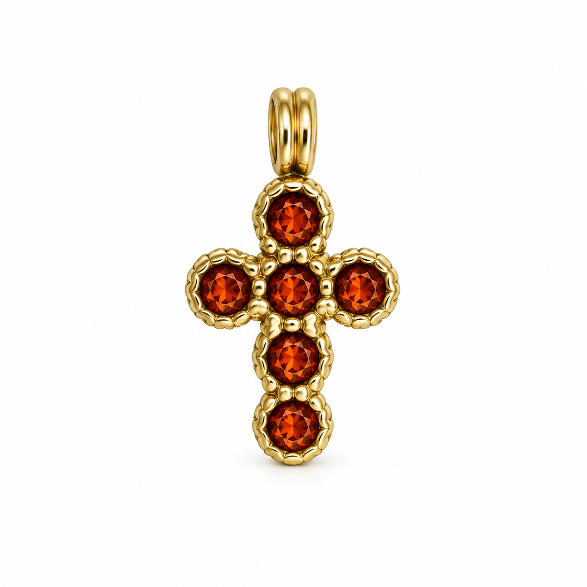 Charms croix orange en acier inoxydable – Petit